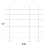 Keen Hyllesystem - 3 buer/208cm/ 6 hyller