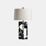 Bordlampe - Sort/Hvit marmor
