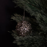 Glitter Sølv  - Julekule - 8 cm