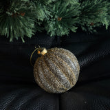 Antikk Sølv m/ gullstriper - Julekule - 8 cm