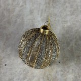 Antikk Sølv m/ gullstriper - Julekule - 8 cm