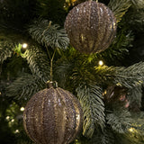 Antikk Sølv m/ gullstriper - Julekule - 8 cm