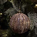 Antikk Sølv m/ gullstriper - Julekule - 8 cm