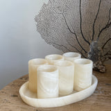 Onyx shotglass - Sett 6stk m/fat - Offwhite