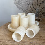 Onyx shotglass - Sett 6stk m/fat - Offwhite