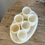 Onyx shotglass - Sett 6stk m/fat - Offwhite
