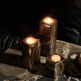 Onyx Telysholder -  18 cm  - Chocolate