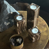 Onyx Telysholder -  18 cm  - Chocolate