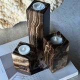 Onyx Telysholder -  18 cm  - Chocolate