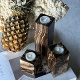 Onyx Telysholder -  18 cm  - Chocolate
