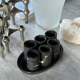 Marmor shotglass - Sett 6stk m/fat - Sort