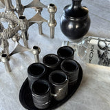Marmor shotglass - Sett 6stk m/fat - Sort