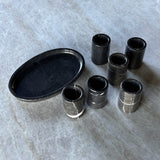 Marmor shotglass - Sett 6stk m/fat - Sort
