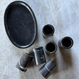 Marmor shotglass - Sett 6stk m/fat - Sort