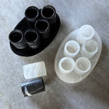 Marmor shotglass - Sett 6stk m/fat - Sort